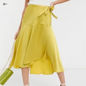 Yellow midi wrap skirt